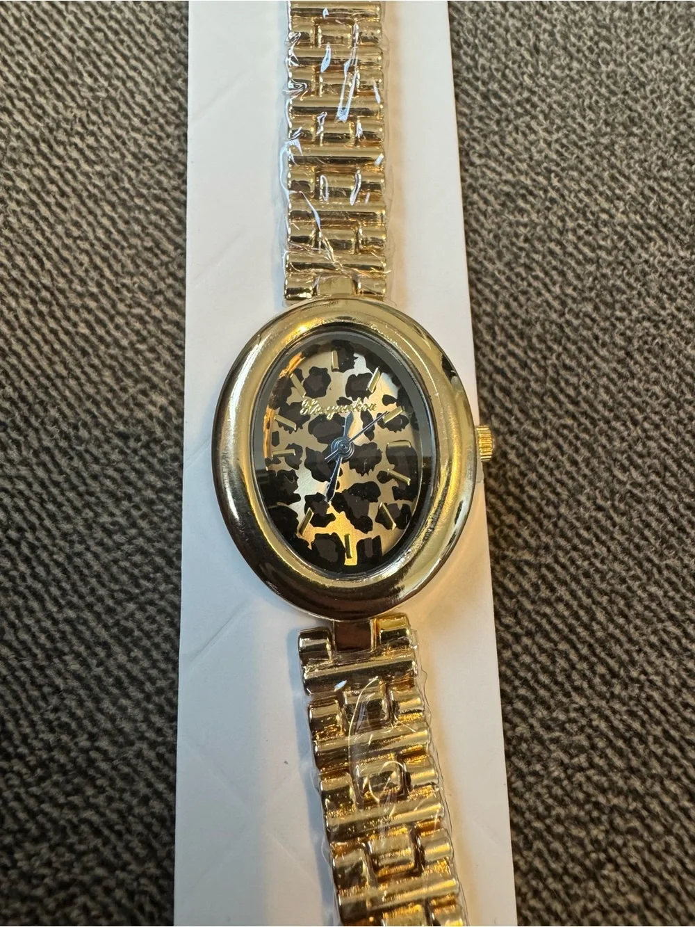 Juliet Gold-Tone Leopard Print Dial Bracelet Watch